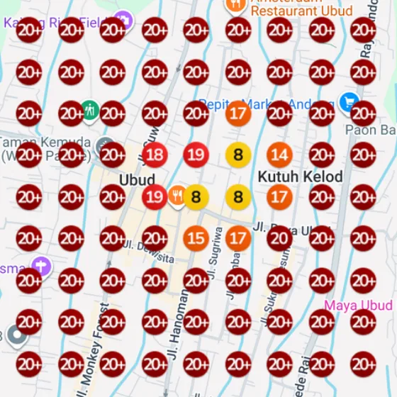ARTE Ubud Google Maps rankings for "italian restaurant" before